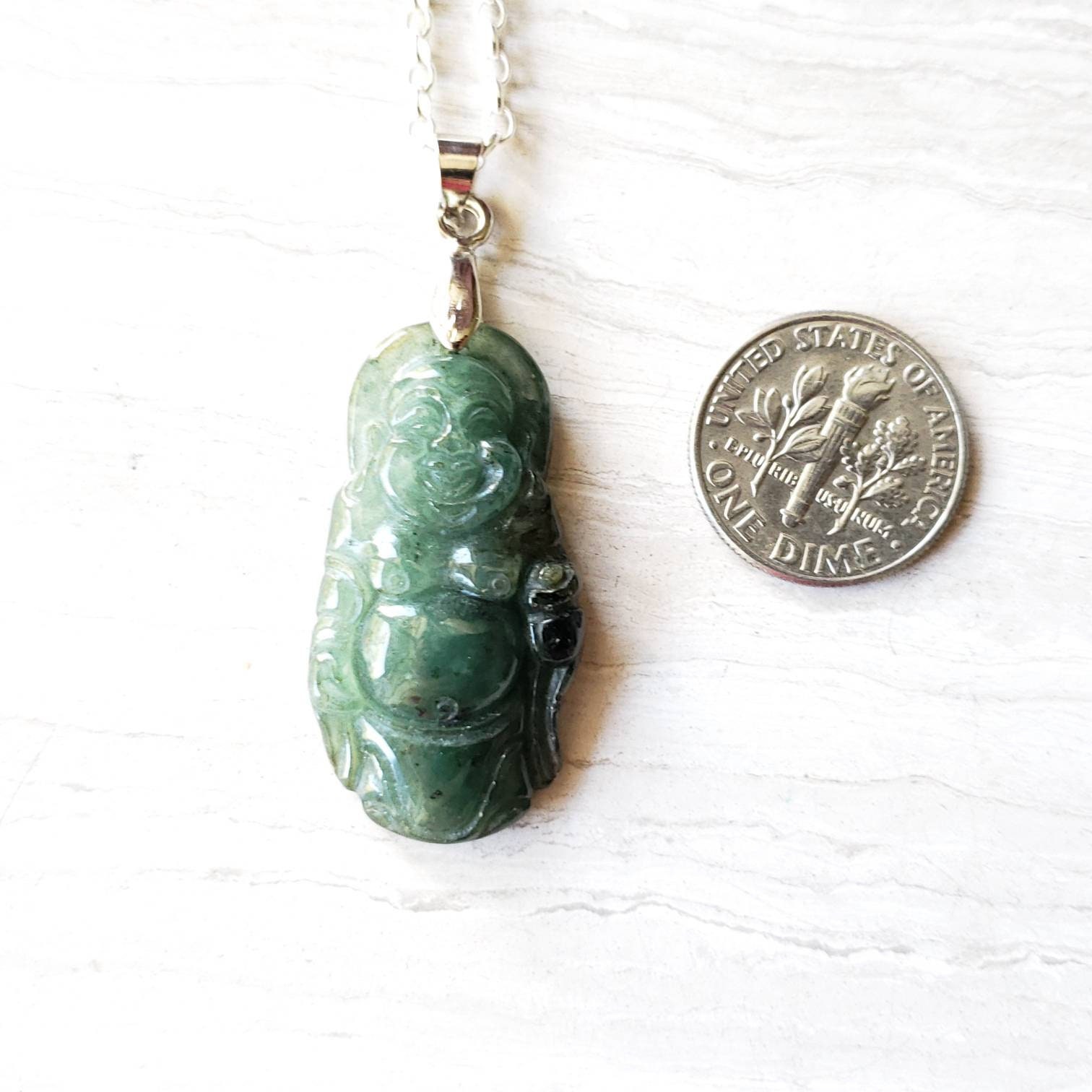 Genuine Jade Laughing Buddha Charm Pendant Hotei God of - Etsy