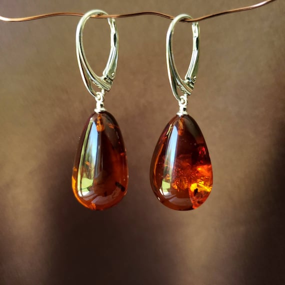 Red Branch Necklace with Baltic Amber Three Strands Wire Sterling Silver Red Branch Necklace with Baltic Amber Three Strands Wire Sterling Silver