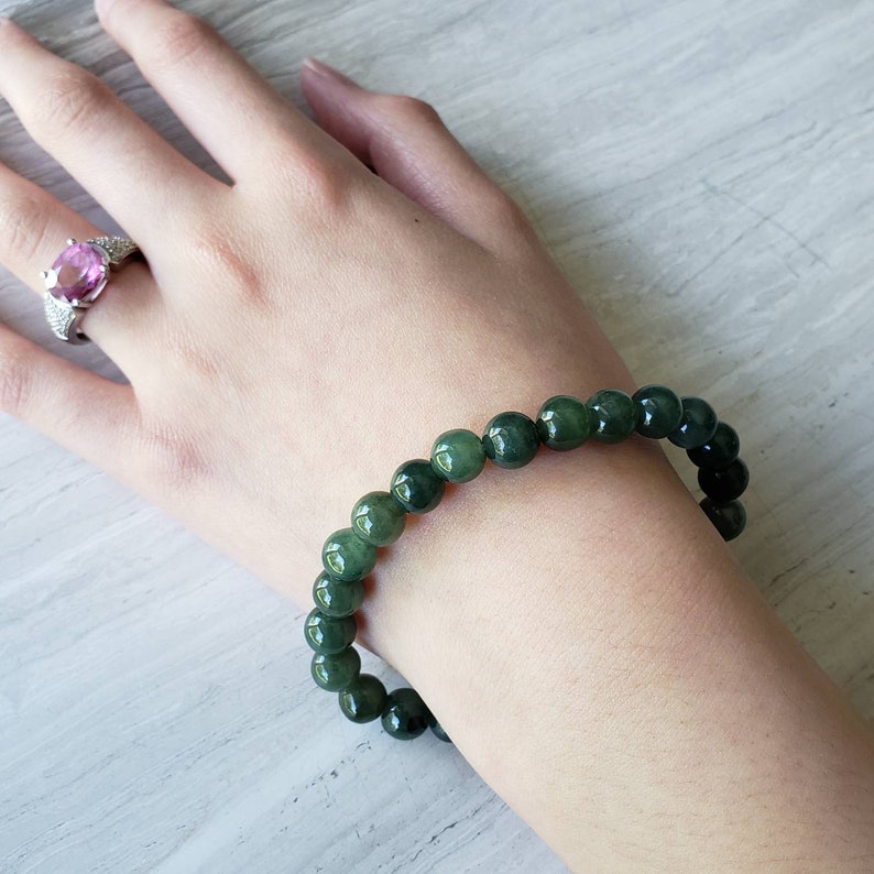 Burmese Jade Bracelet Genuine Jade Bracelet Fortune and Good Luck Jade Stone Meditation Bracelet