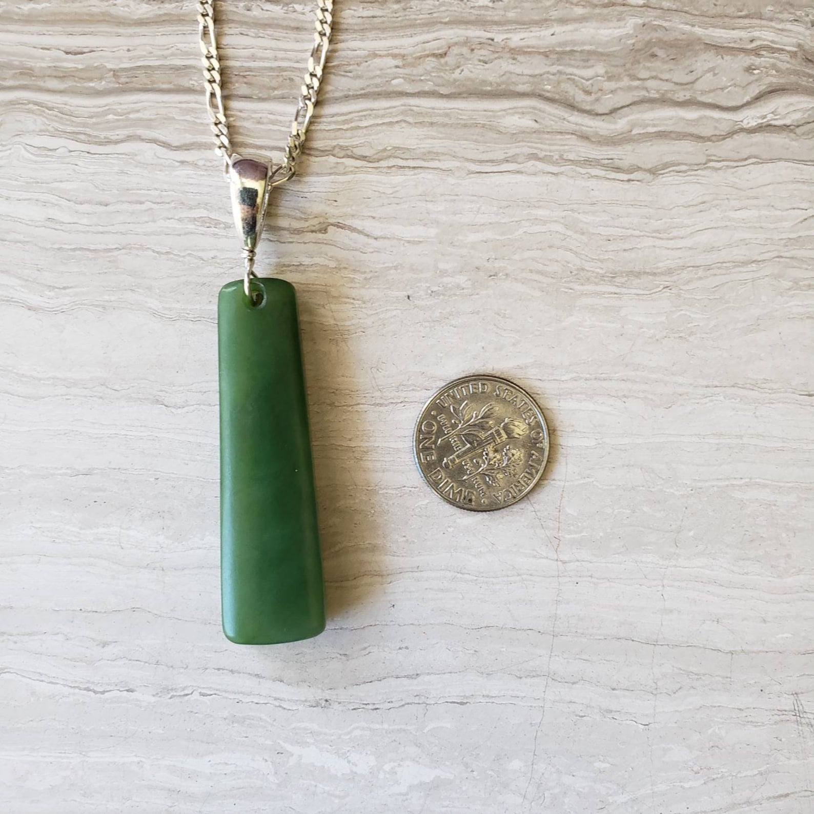 Genuine Jade Pillar Bar Pendant Necklace Toki Pendant Etsy