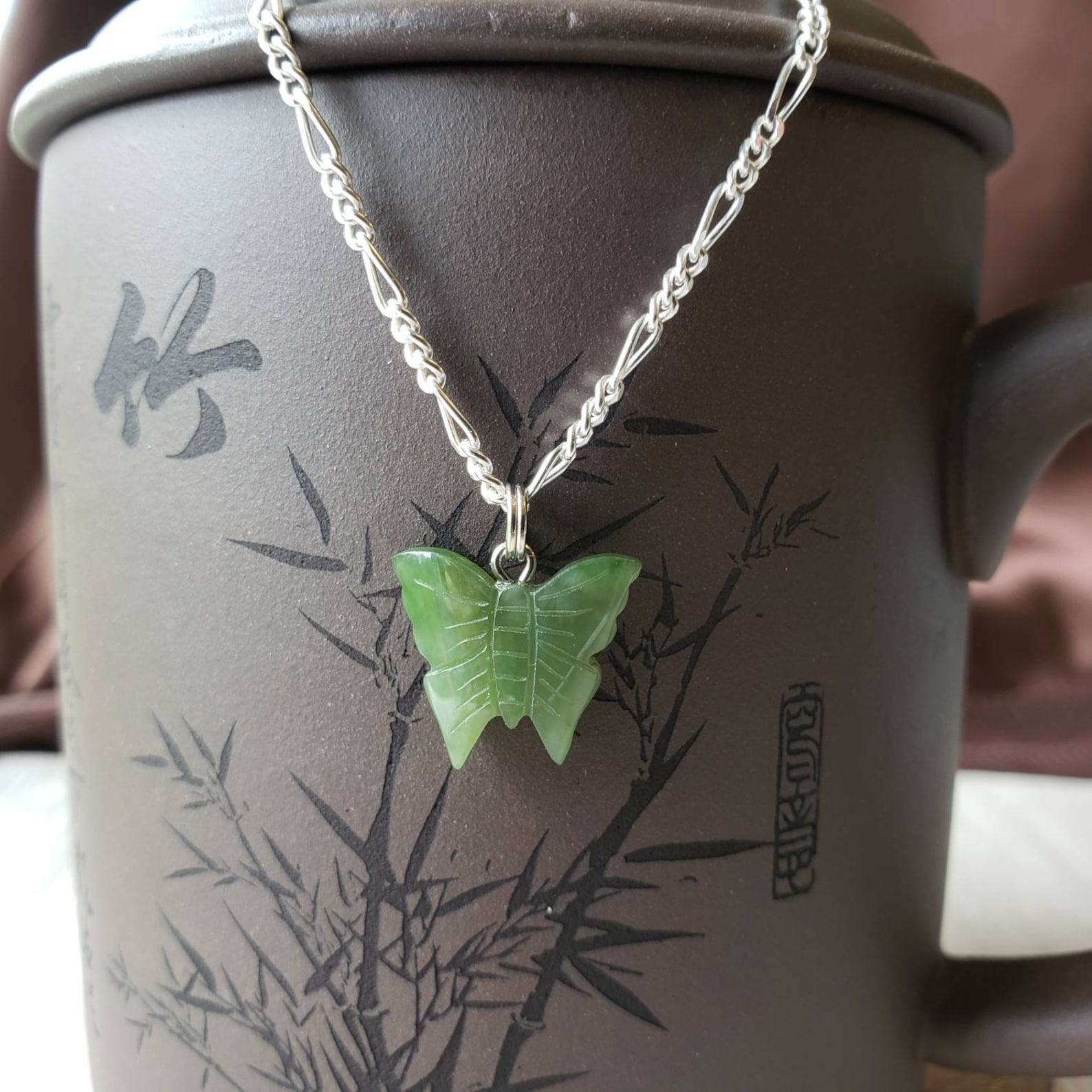 Genuine Jade Butterfly Pendant Necklace Natural Jade Etsy Singapore