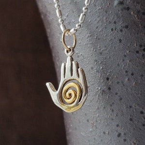 Healing Hand Necklace, Hamsa Hand Necklace, Hand of Fatima, Spiral Hand Pendant, Protection Necklace, Gold Hand Necklace