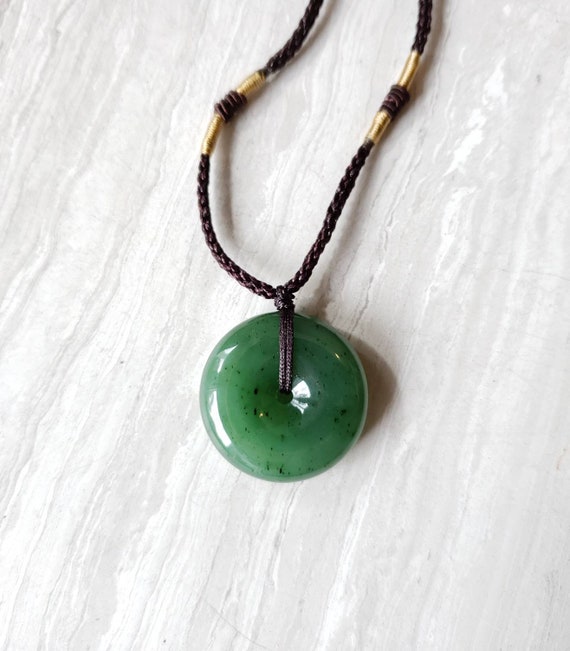2pcs CHINESE Icy Lavender JADE PENDANT Circle Donut Amulet with jewelry cord eBa