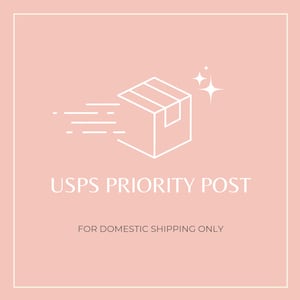 Könnte beinhalten: Eine weiße Linienzeichnung einer Box mit einem Stern darüber und dem Text "USPS PRIORITY POST FOR DOMESTIC SHIPPING ONLY".