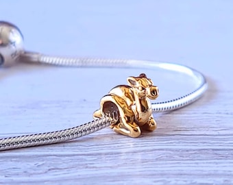 Gold Camel Charm Spacer Bead, 925 Silver Bracelet Charm, Pandora Essence | Pandora Me Compatible, 2.3 g