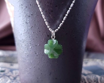 Dainty Jade 4 leaf Clover Charm Pendant, Irish Charm, St. Patrick's Day, Good Luck Charm