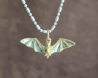 Silver and Gold Bat Charm – Mixed Metal Halloween Jewelry for Bracelets and Necklaces, Gothic Spooky Charm Pendant