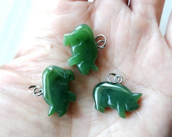 Genuine Jade Pig Charm Pendant, Year of the Pig, Chinese Zodiac, Pig Bead, Pig Necklace, Good Luck Charm