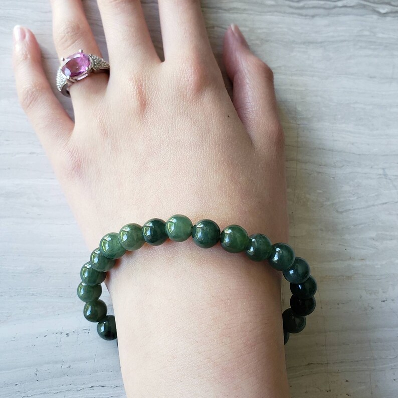 Burmese Jade Bracelet Genuine Jade Bracelet Fortune and Good Luck Jade Stone Meditation Bracelet