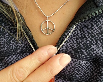 Ciondolo Charm segno di pace in argento sterling, collana in stile Boho, charm di pace in argento