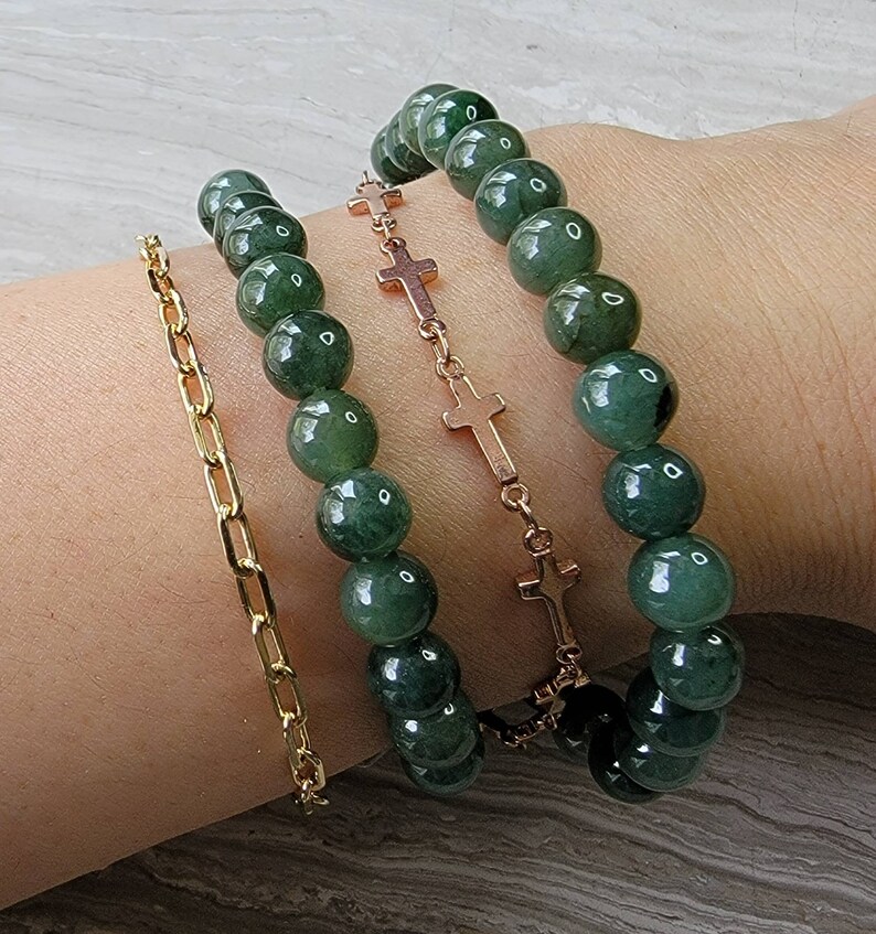 Burmese Jade Bracelet Genuine Jade Bracelet Fortune and Good Luck Jade Stone Meditation Bracelet