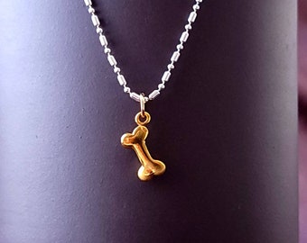 Gold Dog Bone Charm Pendant, Gold Dog Charms, Silver Charms, Gold bracelet Charms