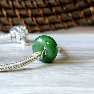 Genuine Jade Spacer Bead, Compatible with European Bracelets