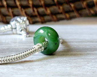 Genuine Jade Spacer Bead, Compatible with European Bracelets