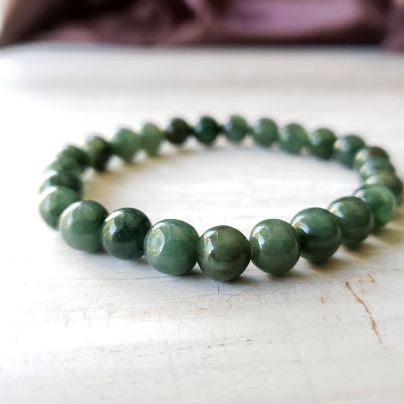 Burmese Jade Bracelet Genuine Jade Bracelet Fortune and Good Luck Jade Stone Meditation Bracelet