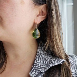 Large Lime Green Caribbean Amber Drop Earrings