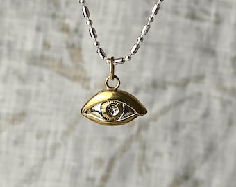 Evil Eye Necklace, Gold Eye of Horus Necklace, Spiritial Eye Pendant, Protection Necklace, Gold Egyptian Eye Necklace