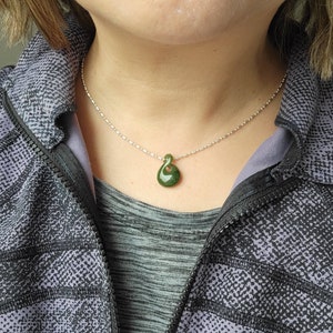 Jade Infinity Pendant, Genuine Jade Necklace, Jade Charms, Gift for Girlfriend, Graduation Gift, Good Luck Pendant