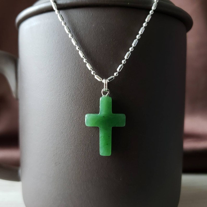 Genuine Jade Cross Pendant Necklace Jade Necklace Cross Etsy