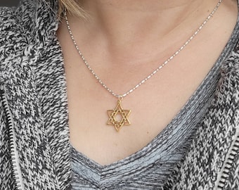 Gold Star of David Charm Pendant