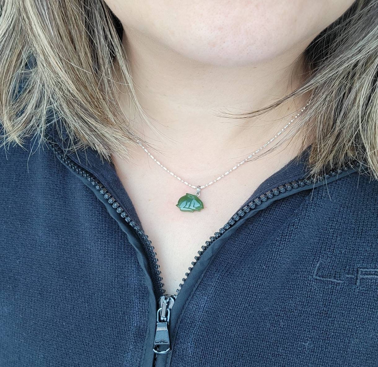 K18 天然翡翠うさぎネックレスグリーン翡翠