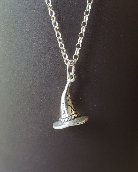 Wizard Hat Charm, Witch Hat Charm, Wizard Hat Pendant, Witch Hat Pendant, Sterling 925 Silver Charm, Halloween Neclace