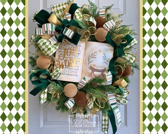 Joy to the World Christmas Wreath-Religious Christmas Wreath-Christmas Decor-Christmas Decoration