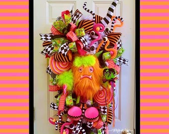 Monster Halloween Wreath~Halloween Wreath-Halloween Decor-Halloween Decoration-Whimsical Halloween Wreath