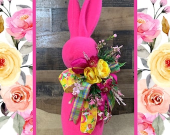 XL Flocked Easter Bunny-Flocked Bunny-Flocked Rabbit-Easter Decoration-Easter Decor-Easter Centerpiece