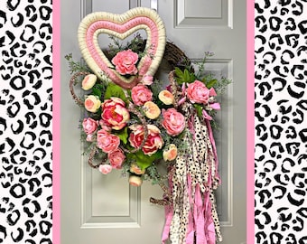 Valentine’s Day Wreath-Valentines Wreath-Valentines Doorhanger-Valentines Decor-Valentines Decoration-Pink Valentines Wreath