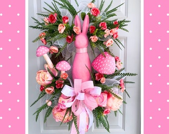 Flocked Bunny Wreath-Easter Wreath-Easter Decor-Easter Decoration-Easter Bunny Wreath