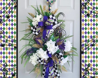 Mardi Gras Wreath-Mardi Gras Door Hanger-Mardi Gras Decor-Mardi Gras Decoration-Fat Tuesday Wreath-Fat Tuesday Decoration
