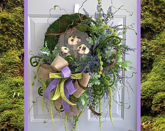 Spring Wreath-Woodland Wreath-Summer Wreath-Everyday Wreath-Mushroom Wreath-Forest Wreath-Wreath For Front Door