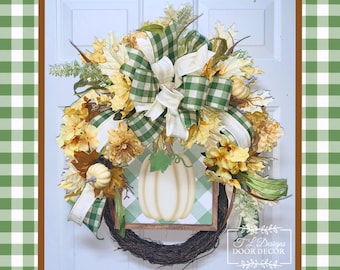 Fall Wreath-Fall Decoration-Pumpkin Wreath-Fall Decor-Fall Farmhouse Wreath