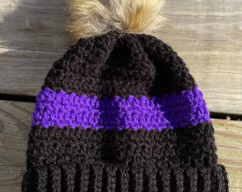 Baltimore Ravens Inspired Crochet Beanie