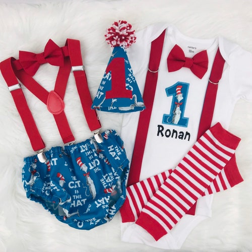 Cat in a Hat Birthday Outfit Cake Smash Boy Outfit First Etsy