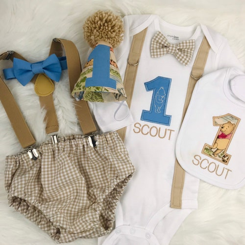 Winnie the Pooh 1st Birthday Boy Invitation Blue Pooh Etsy