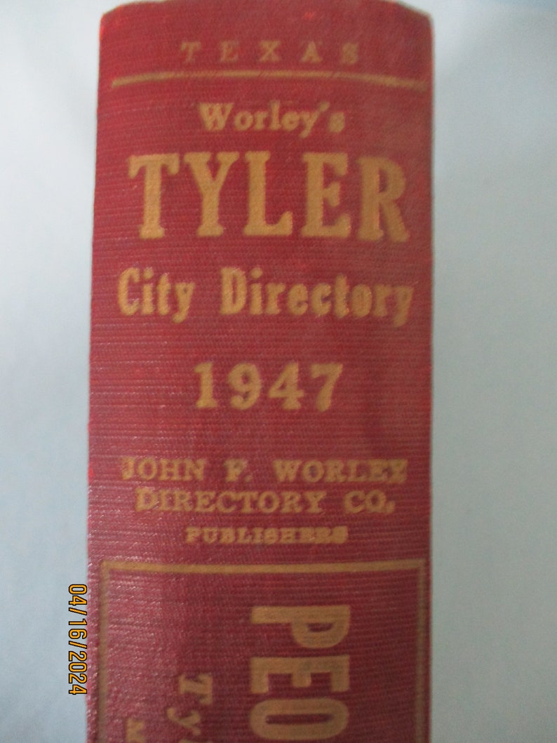 Original Vintage 1947 Tyler Texas City Directory image 1
