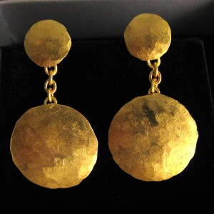 22K hammered discs earrings with post