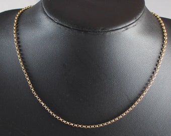 Collar de cadena Belcher con eslabones Rolo y cierre de barril de oro victoriano antiguo de 9 quilates, 16"