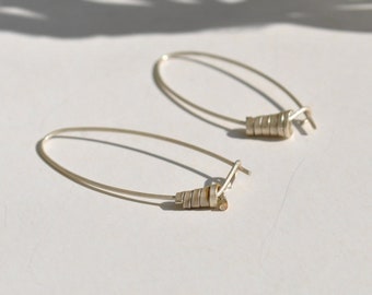 Hoops oval earrings, silver earrings, spiral earrings, minimalist earrings, geometric silver earrings
