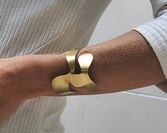 Sculptural cuff bronze bracelet