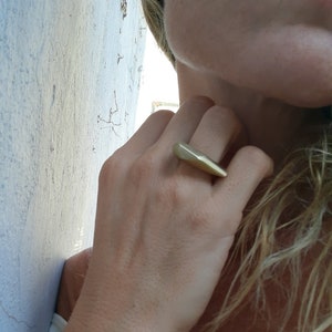 Faceted ring - Hand made - Bronze - Golden - Minimalist - Contemporary Jewelry