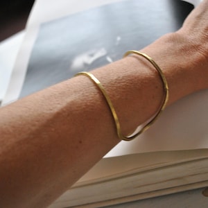 Hammered bronze cuff bracelet, modern bracele