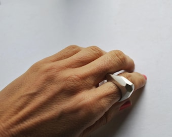 Faceted silver ring,  geometric ring, Handmade, silver ring, geometric jewelry, Jewelry,  solid ring, modern jewelry, free shipping