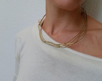 Organic bronze choker, movement necklace