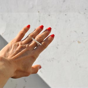 Sterling silver bar Ring - Stackable Ring, Adjustable Ring, silver, bronze, Ring, Minimalist Ring, Line Ring