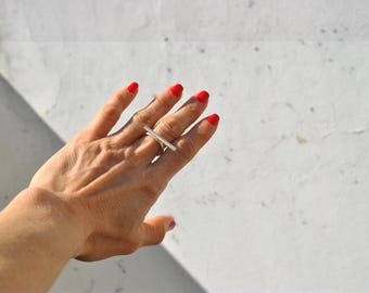 Sterling silver bar Ring - Stackable Ring, Adjustable Ring, silver, bronze, Ring, Minimalist Ring, Line Ring