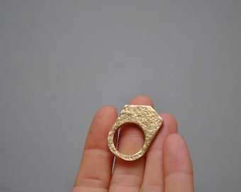 Geometric textured ring, bronze