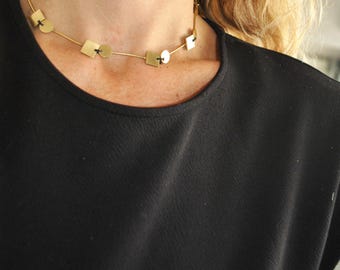 Circle and square bronze chocker